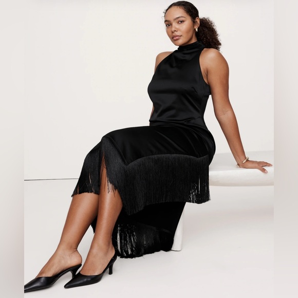 Banana Republic Fringe Satin Maxi Dress7137200